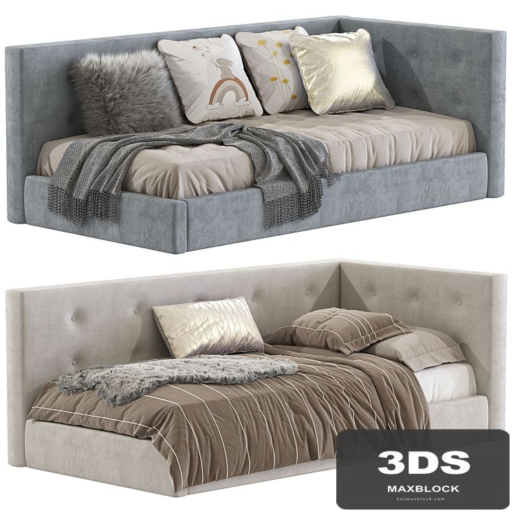 Cushy Upholstered Platform Corner Bed 2