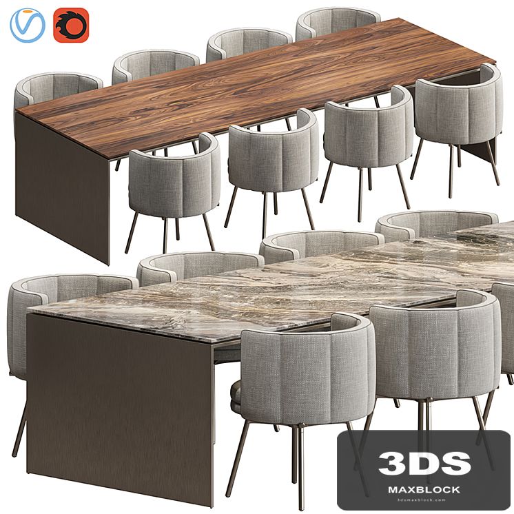 LINHA TABLE AND TORII DINING ARMCHAIR MINOTTI