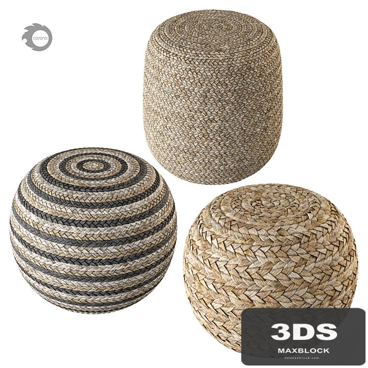 Set of three poufs