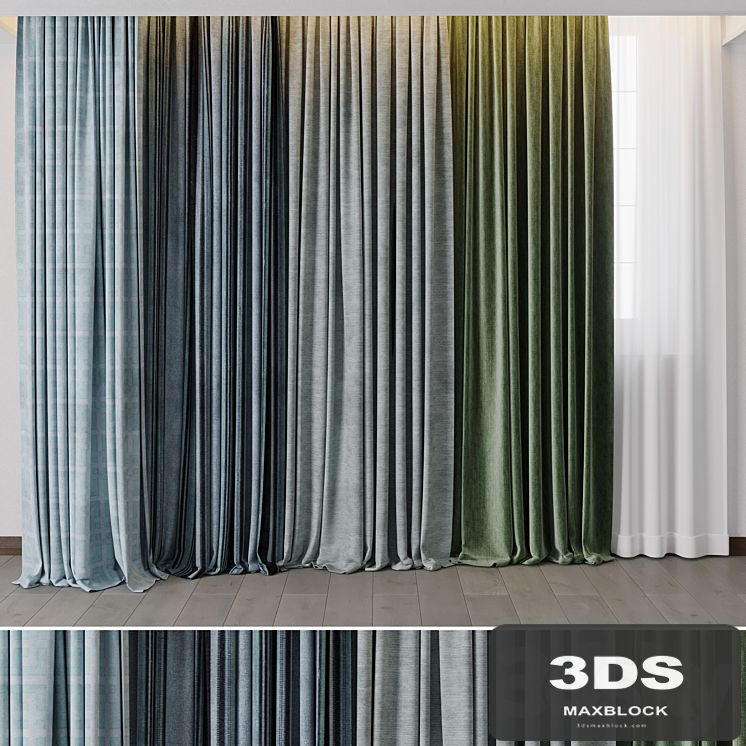Hadi Curtains 40 - collection of green and blue curtains with patterns