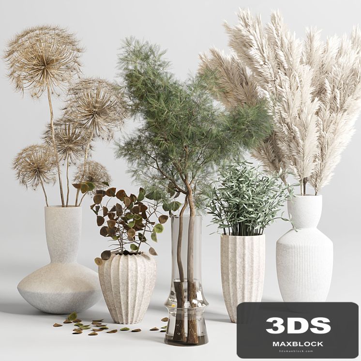 bouquet 13 concrete vse plant pampas and dry hogweed dry leaves