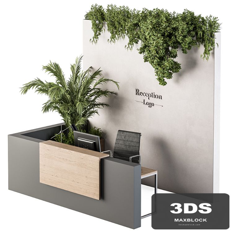 Reception Desk and Wall Decoration - Set 09