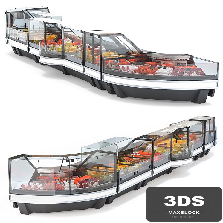 Set of showcases for grocery store