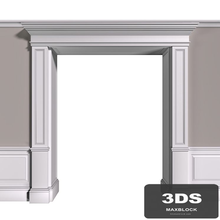 Traditional Interior Arched Opening.Classic Wall paneling