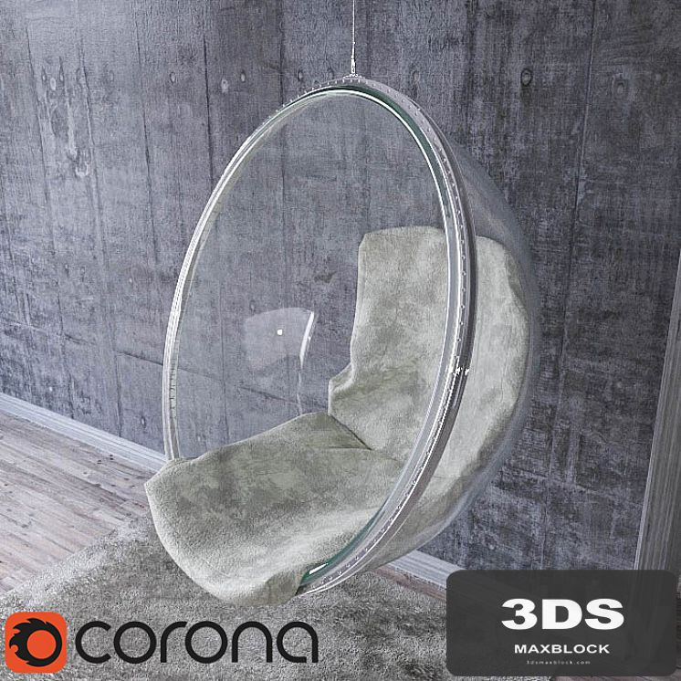 Suspended glass chair