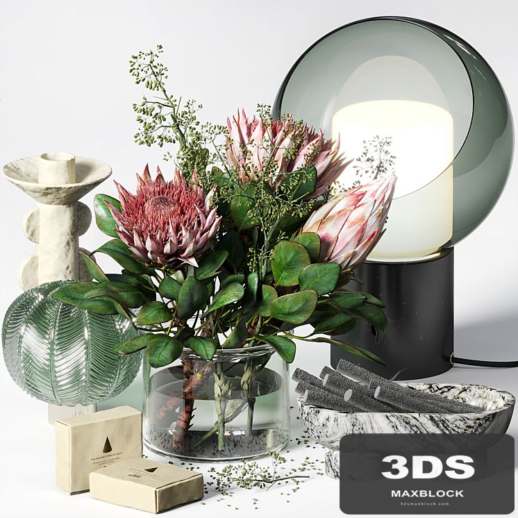Decorative set 019 with a bouquet of proteus