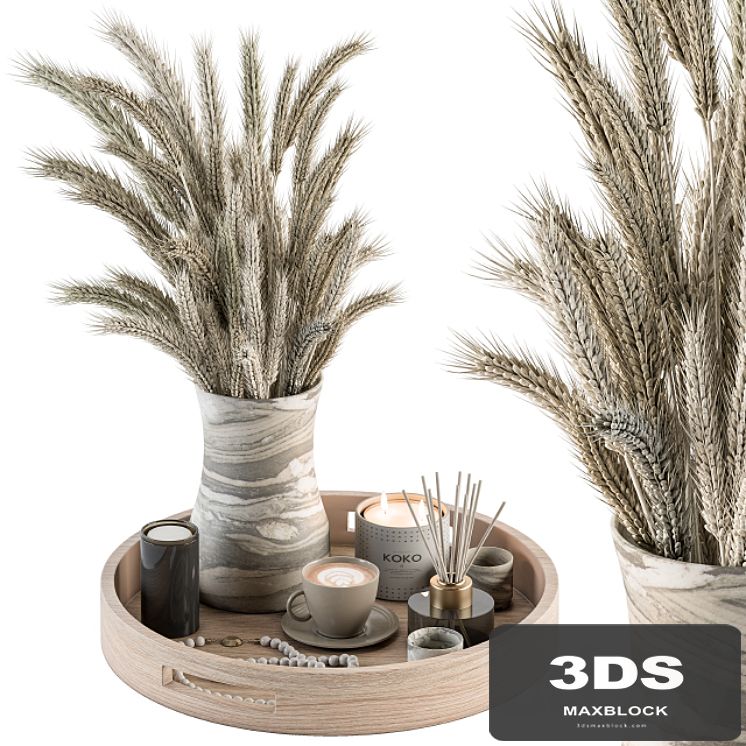 White Decorative Set with Wheat - Set 75