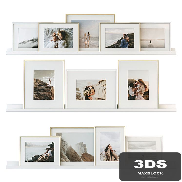 Family photos on the shelves