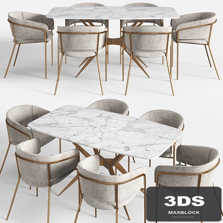 Homary 63 "Marble Dining Table set and Vilhena II chairs