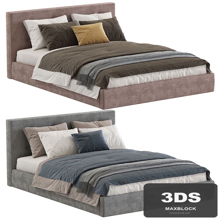 Bed Cushy Upholstered Platfrom Bed