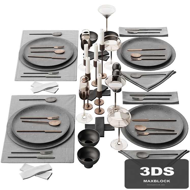 065 Tableware decor set 03 ceramic bronze black 00