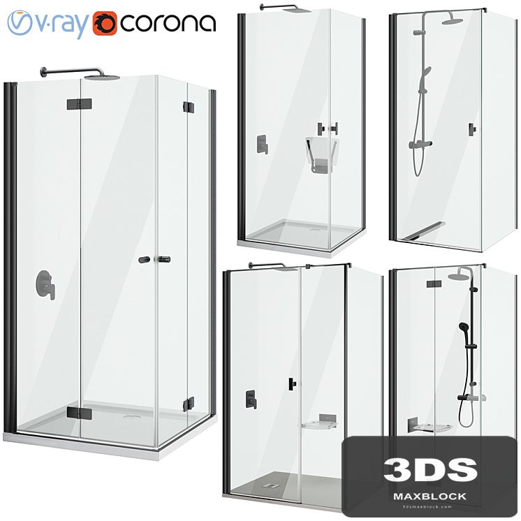 Shower cabins Radaway Nes 8 Black set 135