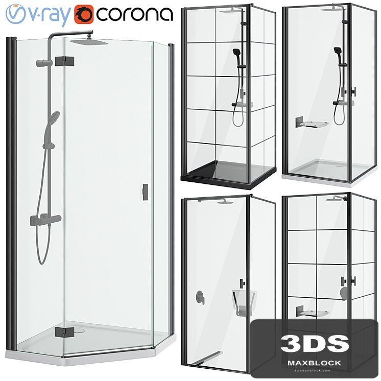 Shower cabins Radaway Nes 8 Black set 136