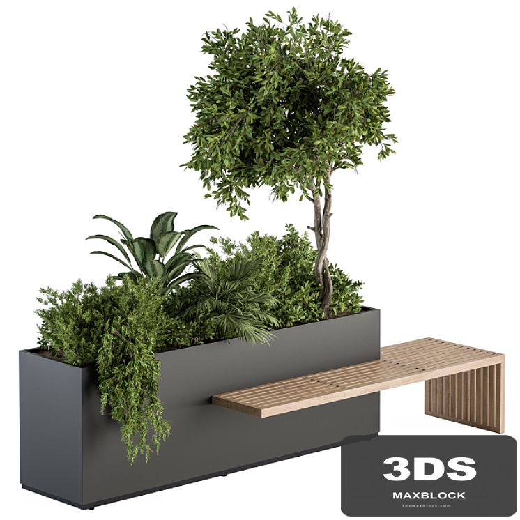 Urban Furniture / Plant Box with Bench - Set 28
