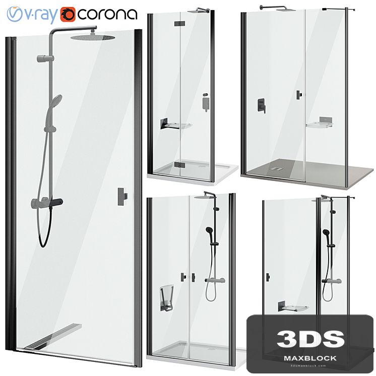 Shower doors Radaway Nes 8 Black set 140