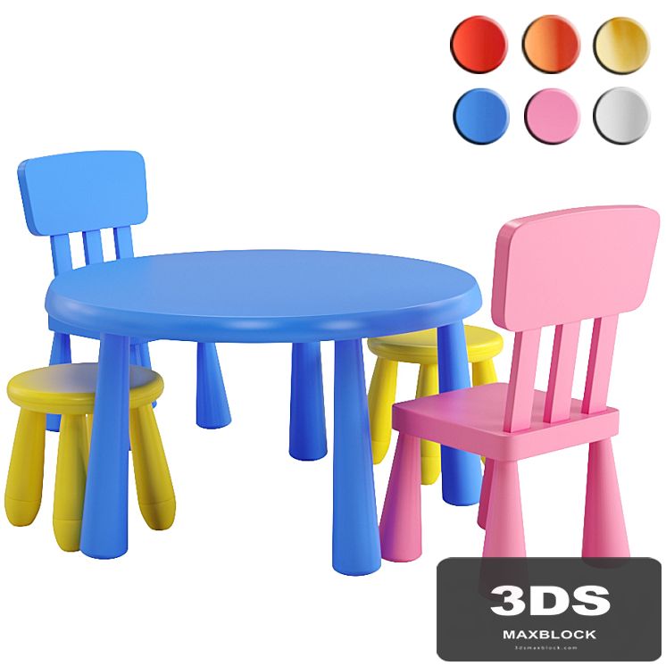 IKEA MAMMUT table, chair, stool