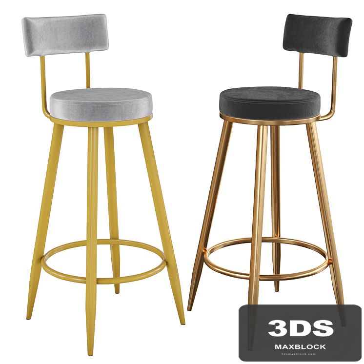 Black Counter Height Bar Stool Velvet Upholstery Counter Stool Footrest