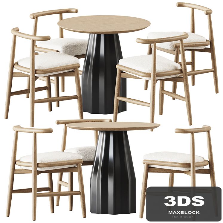 Burin Wooden Table D80 by Viccarbe and Chair Emilia by Meridiani