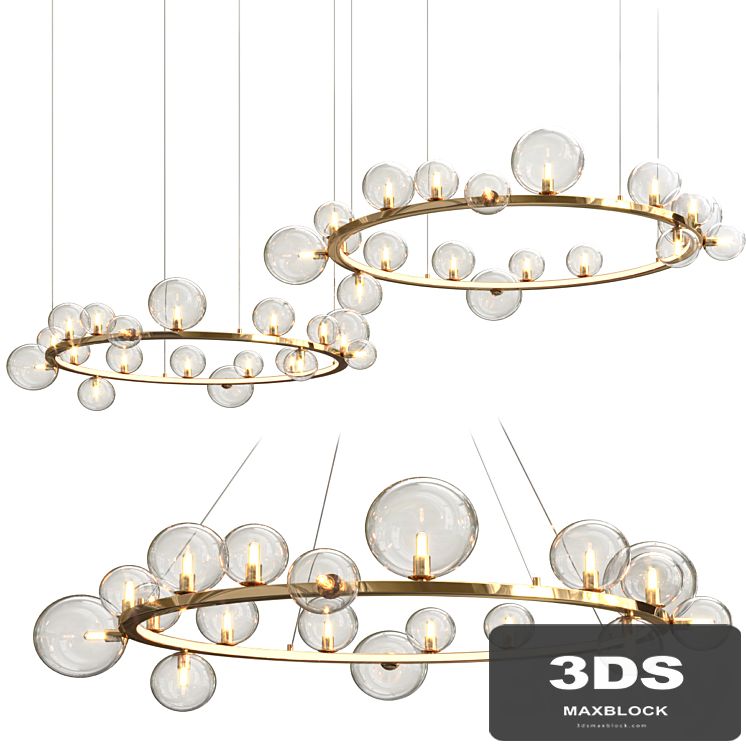 LED Postmodern Iron Glass Bubble Round Gold Black Silver Pendant Lights