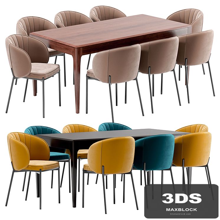 Coral dining chair and Brooklyn table