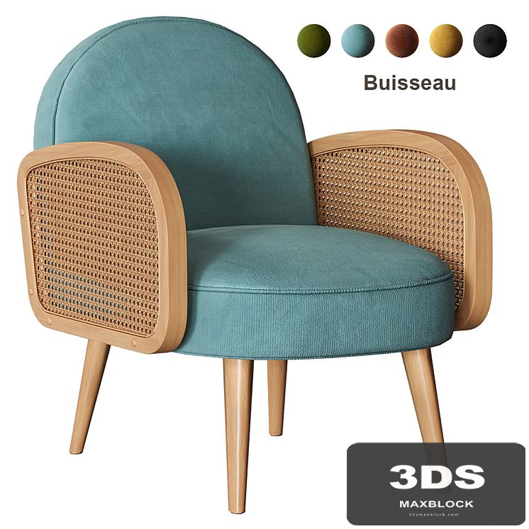 BUISSEAU Armchair with velor and wicker finish LA REDOUTE