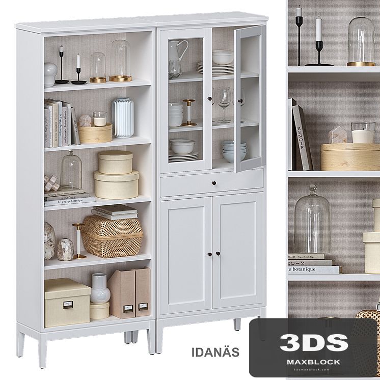Idanäs Ikea Open cabinet with glass doors