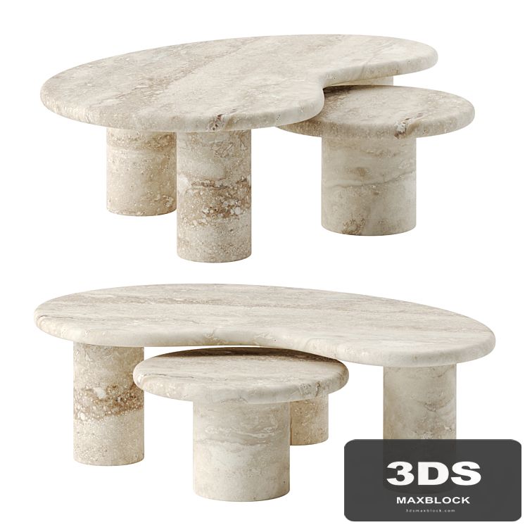 TRAVERTINE PUDDLE coffee table by Anna Karlin