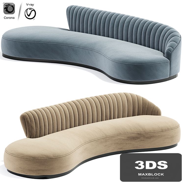 Marseille mohair curved strip sofa
