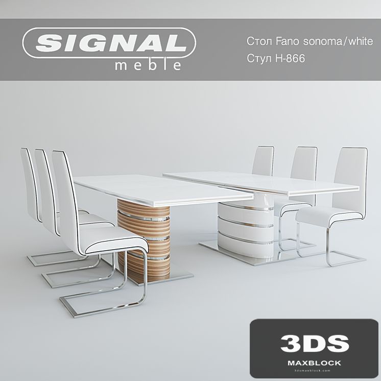 Table FANO sonoma / white chair H-866 Signal