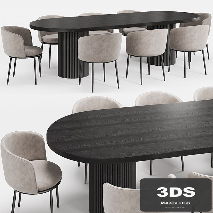 GLOBEWEST Benjamin Ripple table and Filmore dining chair Eichholtz