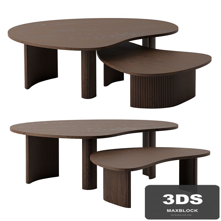 Mahogany Boomerang coffee tables by Ethnicraft