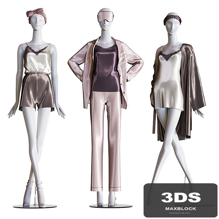 Set of female home clothes on mannequins