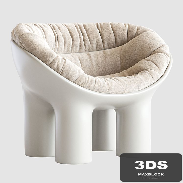 Roly Poly Polyethylene Armchair in Concrete with Cushions by Faye Toogood
