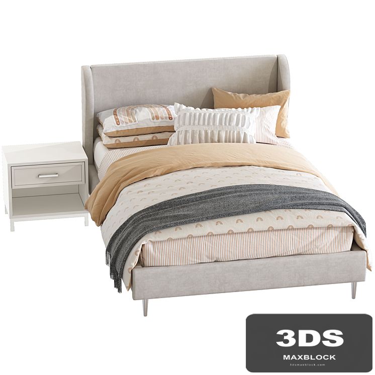 Bed Wren Wingback Upholstered Bed