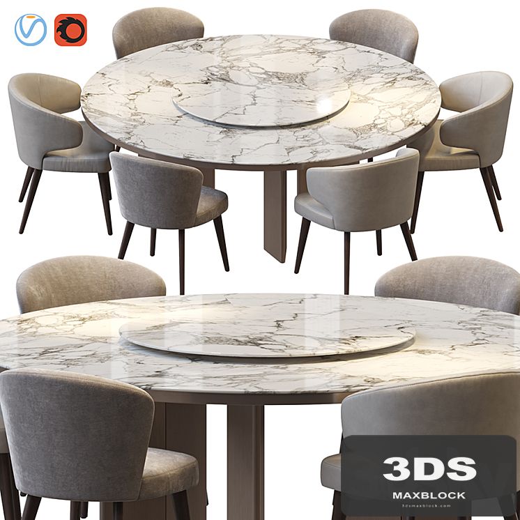 MORGAN MARBLE TABLE AND ASTON DINING CHAIR