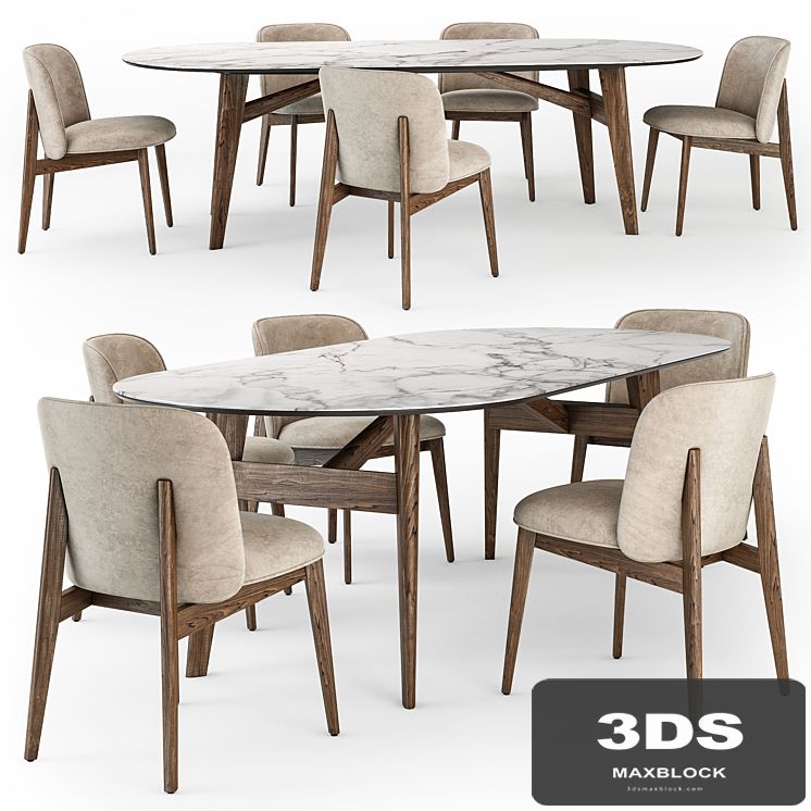 Calligaris Abrey elliptical table wood chair