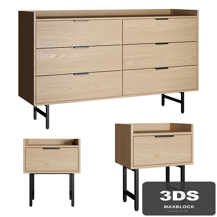 La Redoute headboard table and chest of drawers Volga