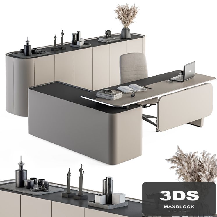 Office Furniture Cream Boss Desk - Manager Set Table 41