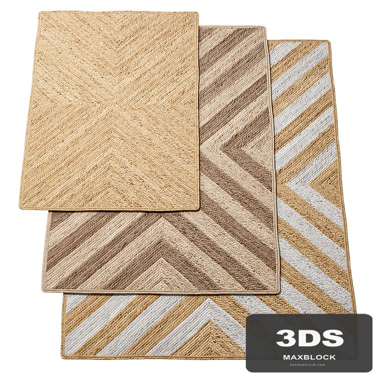 Natural X-shape Braided Jute Rug