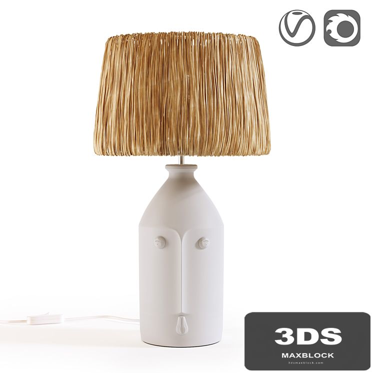 Ceramic and raffia lamp, Manoni