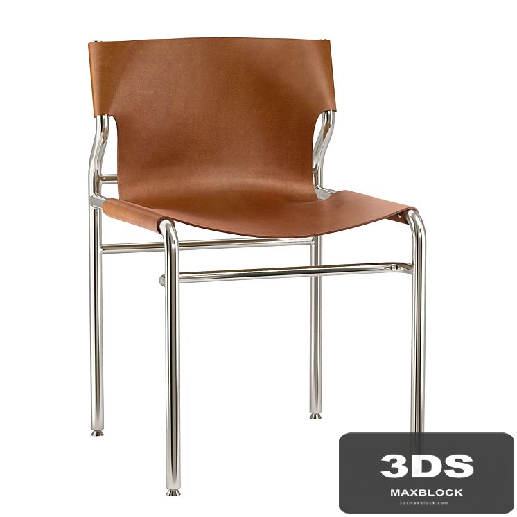 CB2 - Surf Sling Brown Leather Dining Chair