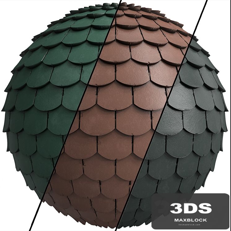 Roof Tile Matrials 16- By 3 color, Pbr By Sbsar, 4k