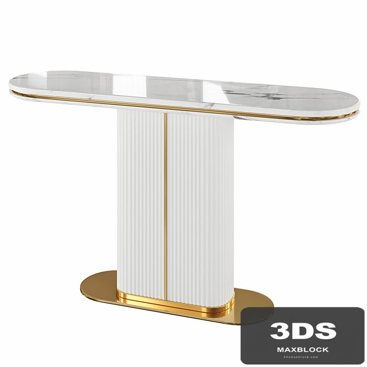 Narrow Console Table with Marble Top MDF Base
