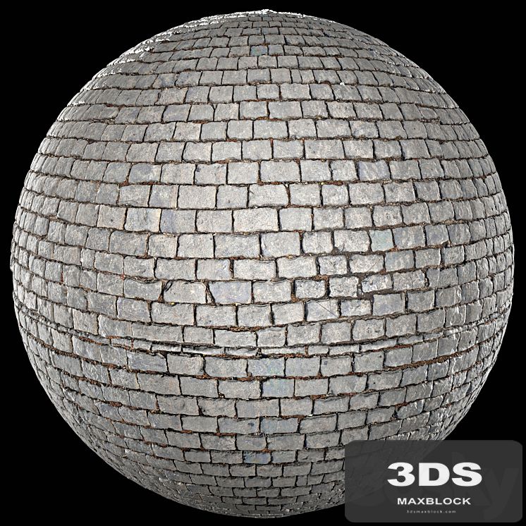 Scanned PBR paving stone texture metal roughness