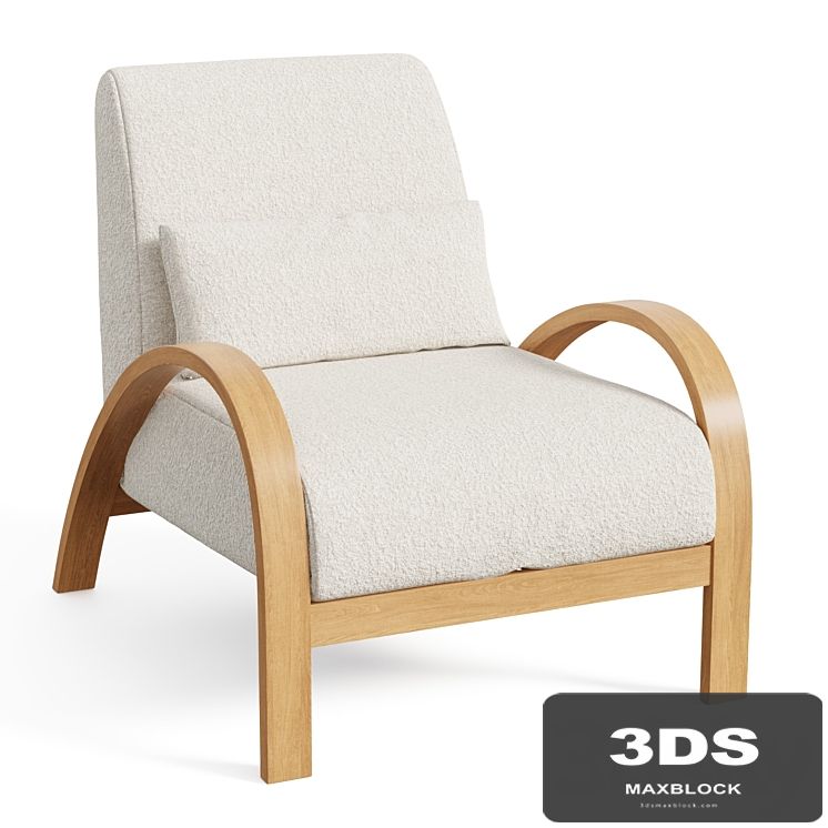 Boucle bentwood armchair