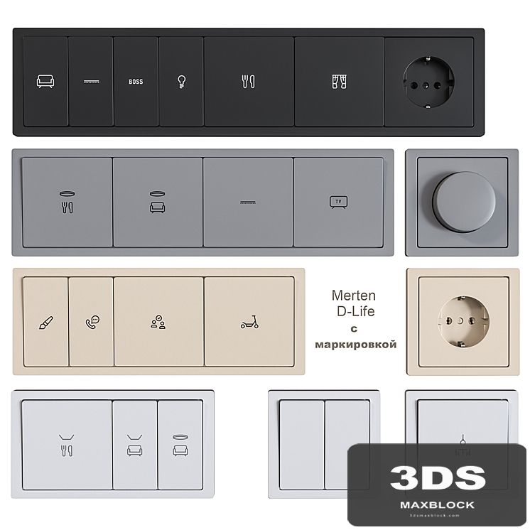 Schneider Electric sockets and switches with markings