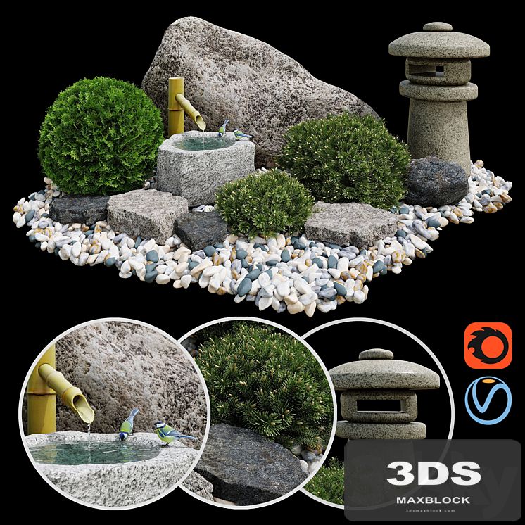 Rock garden. Tsukubai / Rock garden. Tsukubai