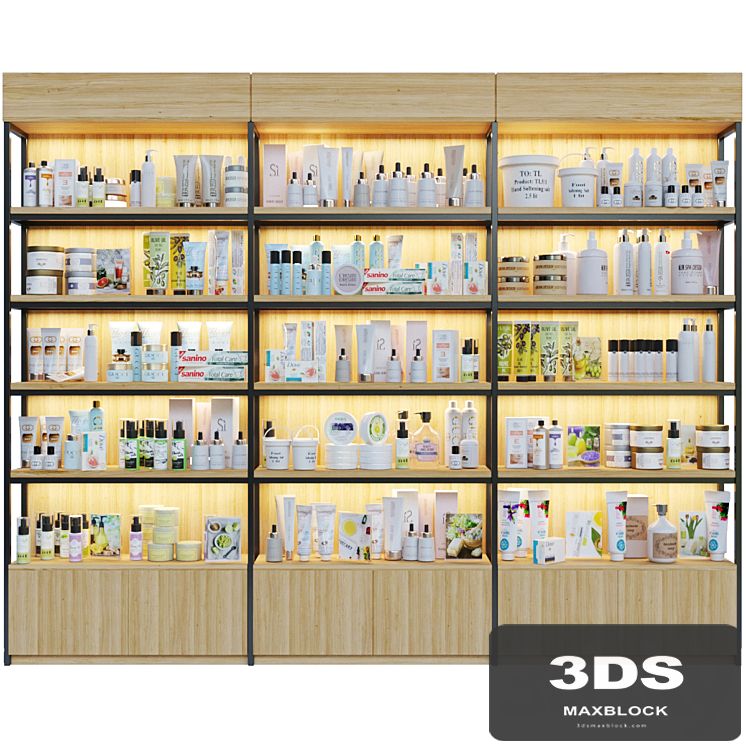 Showcase in a pharmacy with cosmetic care products 8