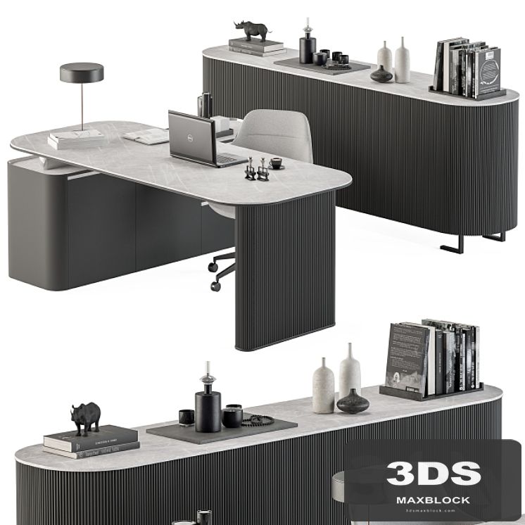 Boss Desk Black and Gray - Office Furniture 236