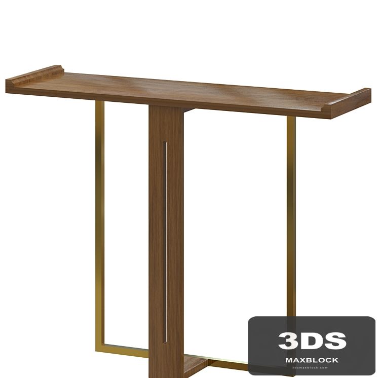 Narrow Console Table for Entryway Foyer Black Solid Wood & Gold Metal in Small
